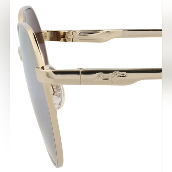 New! Maui Jim Hukilau Polarized Polarized Sunglasses Gold Metal Round Monel NWT! - Picture 4 of 8